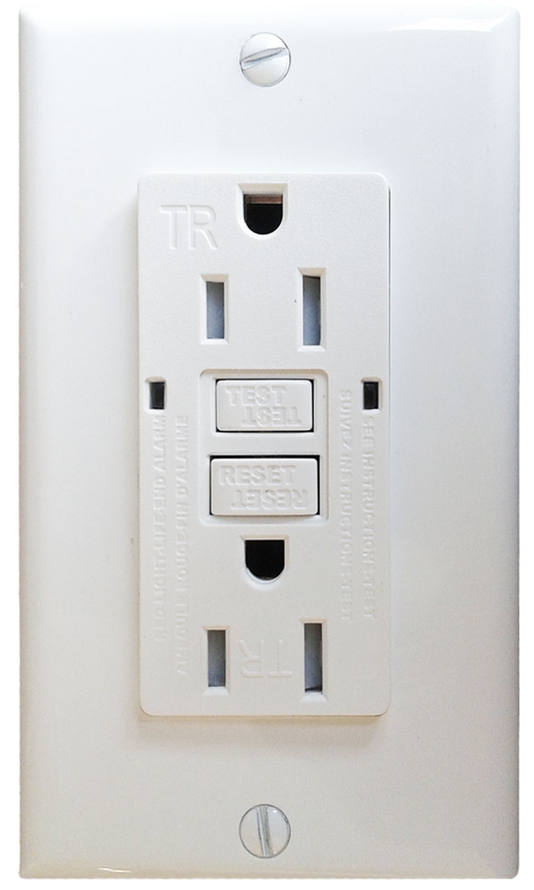 White GFCI receptacle